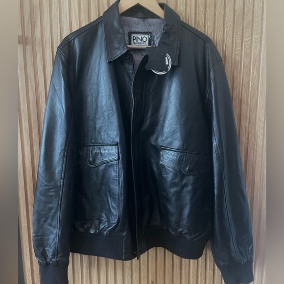 ◾️NWT◾️ PINO PORTE BLACK LEATHER BOMBER JACKET - Picture 5 of 8